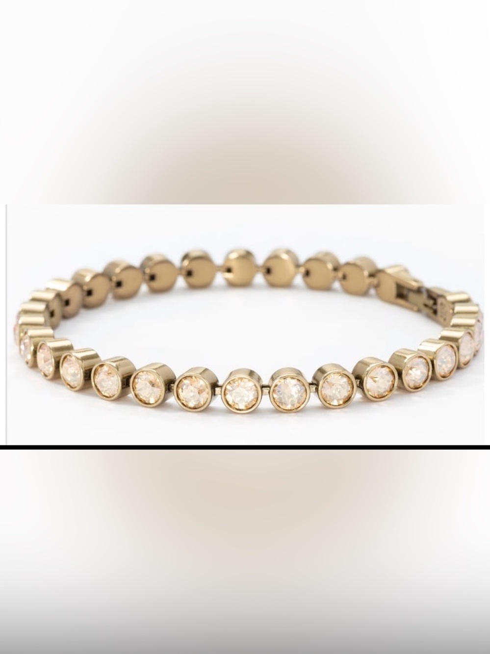 Touchstone Crystal mini ice bracelet Golden Shadow BNIB oxidized brass 7.25”